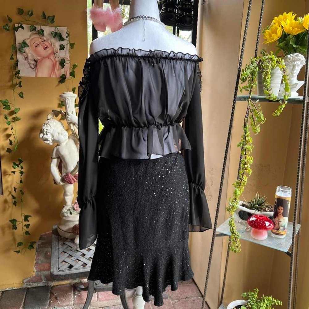 Karen Kane Black Sequin Peplum Skirt